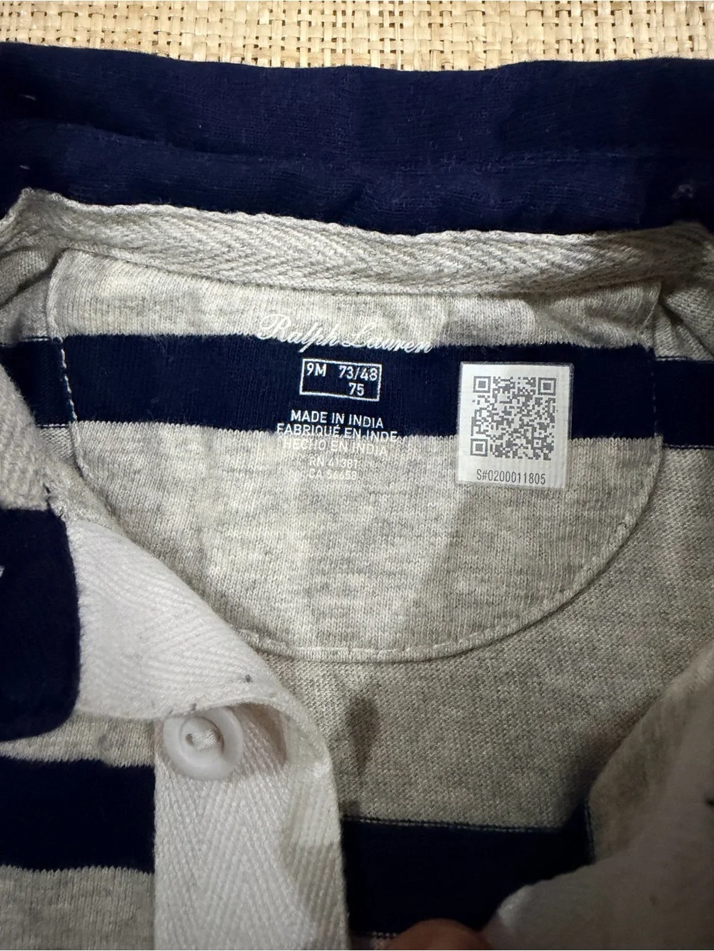 Ralph Lauren Gray & Navy Striped Long-Sleeve Footie